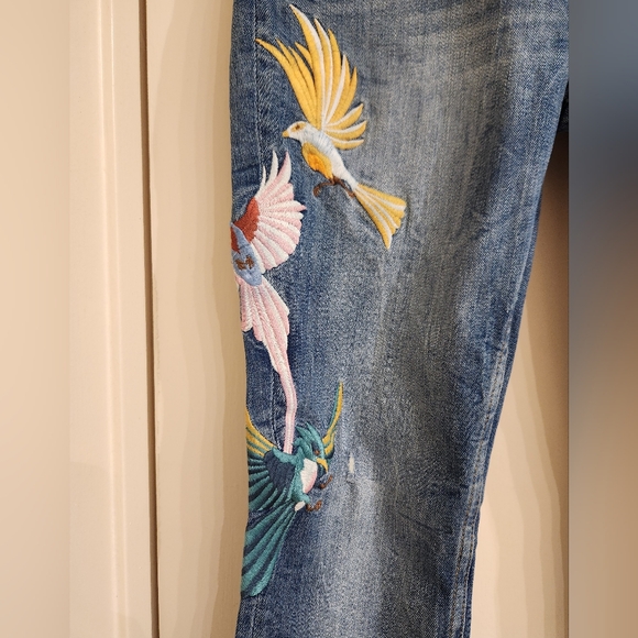 Zara Birds Embroidered Denim Jeans US 6 EU 38 Butterfly 🦋 NWT - Picture 6 of 6